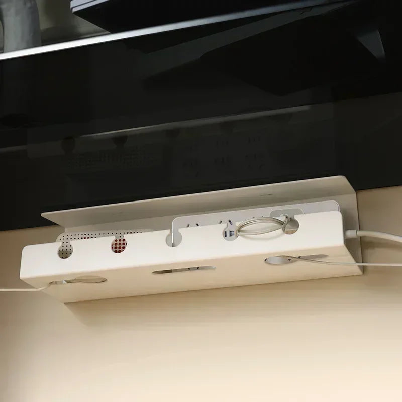 Organisateur câbles sous bureau blanc - vue principale