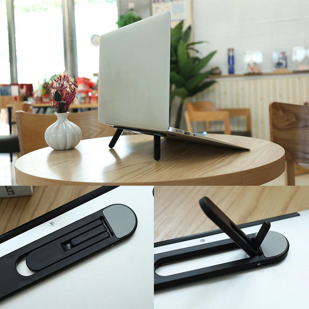 Support ordinateur portable, détail de l'adhésif