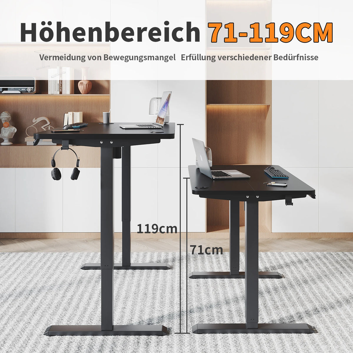 Bureau réglable en hauteur en position haute