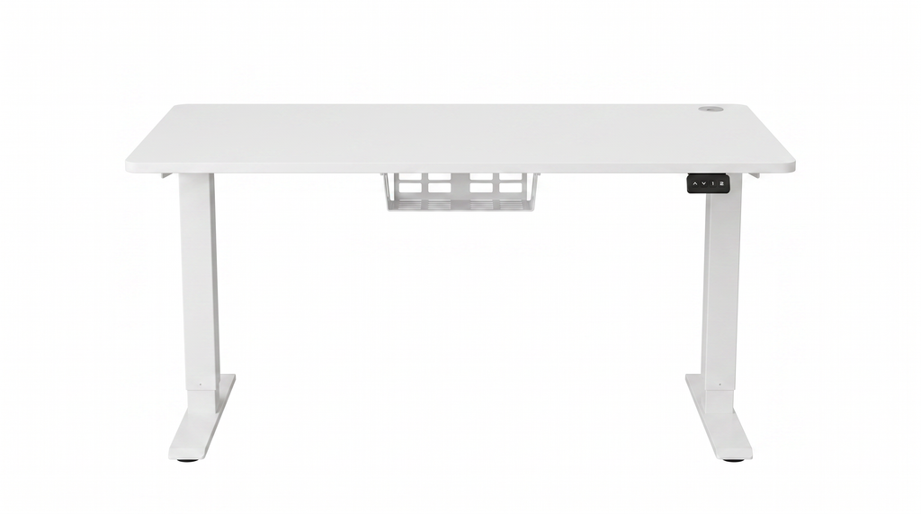 Bureau Confort assis-debout électrique 160x70 cm, plateau blanc, fond blanc