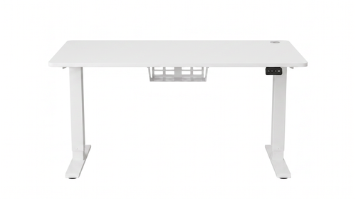 Bureau Confort assis-debout électrique 160x70 cm, plateau blanc, fond blanc