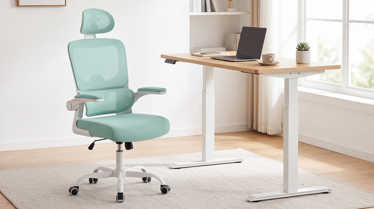 Chaise Ergonomique Signature Menthe — bureau assis-debout en position haute