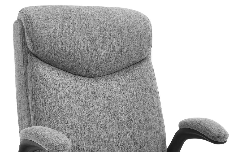 Chaise Ergonomique Confort — Gris lin et coton — dossier haut matelassé en tissu