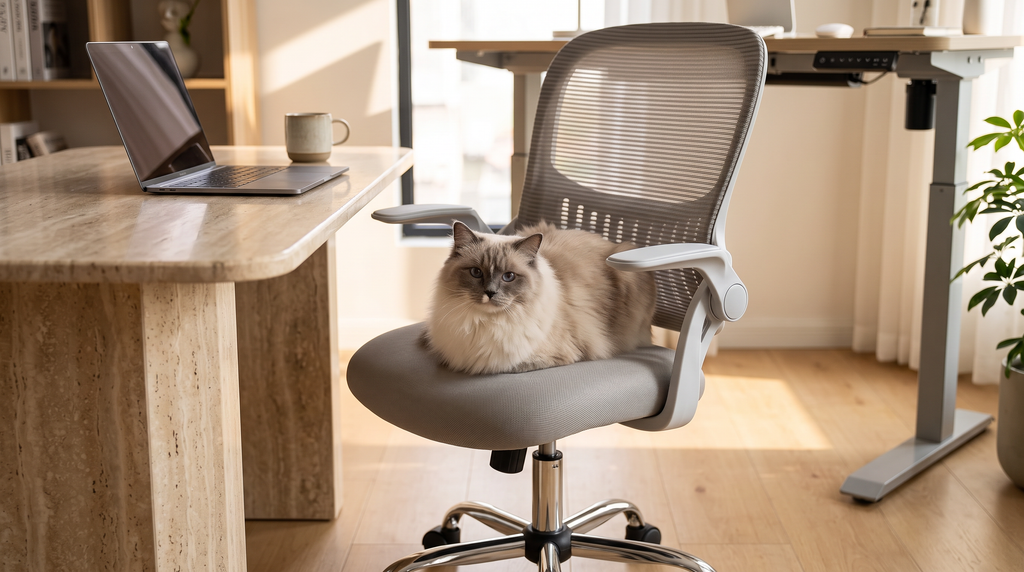 Chaise Ergonomique Essentiel Gris - Chat Ragdoll