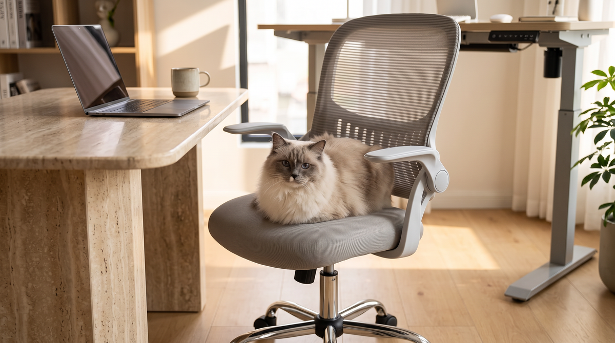 Chaise Ergonomique Essentiel Gris - Chat Ragdoll