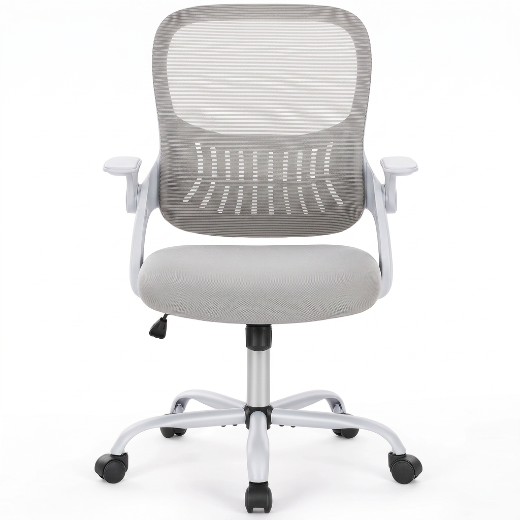 Chaise Ergonomique Essentiel — Gris — vue de face sur fond blanc