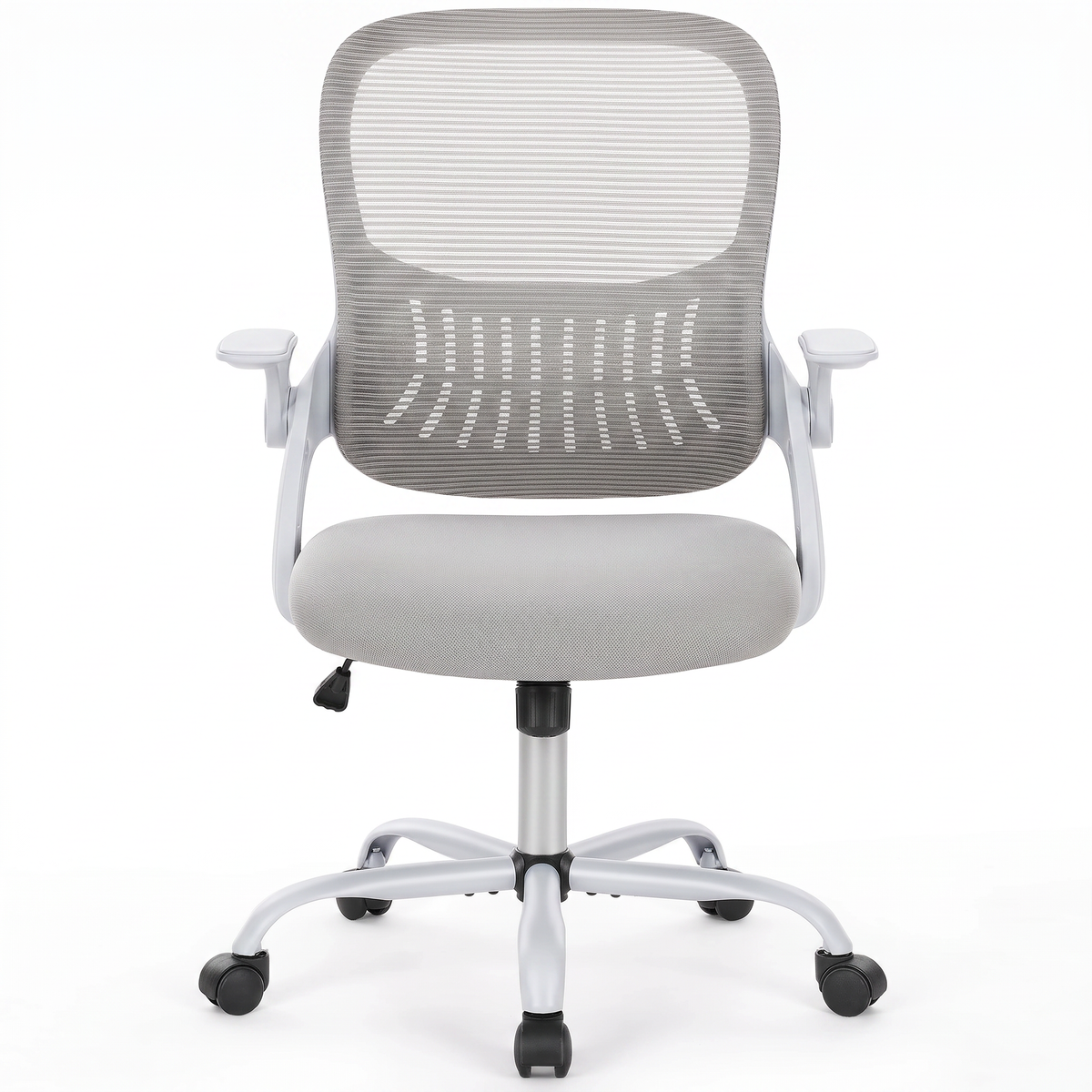 Chaise Ergonomique Essentiel — Gris — vue de face sur fond blanc