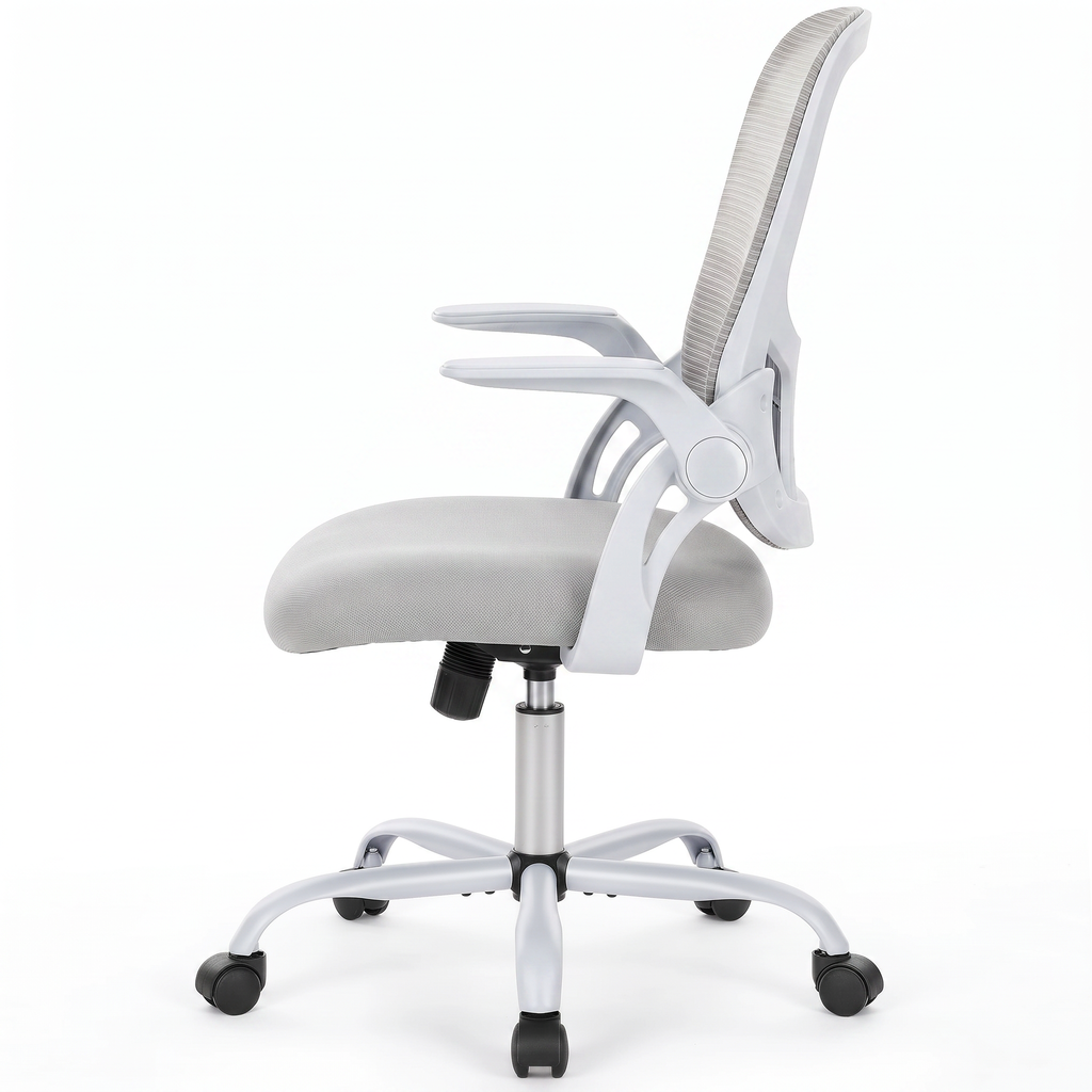 Chaise Ergonomique Essentiel — Gris — vue de profil sur fond blanc