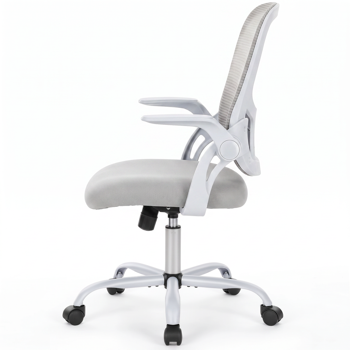 Chaise Ergonomique Essentiel — Gris — vue de profil sur fond blanc