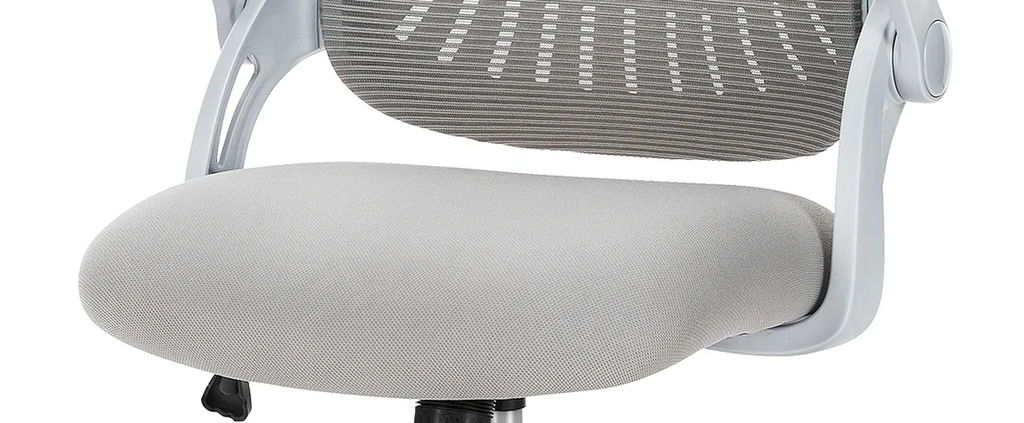 Chaise Ergonomique Essentiel — Gris — accoudoirs relevables et assise à bord en cascade
