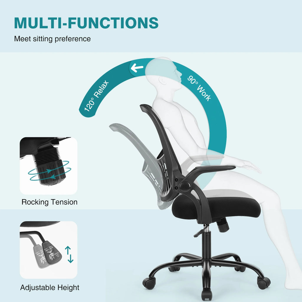 Chaise Ergonomique Essentiel Noir - vraie photo fournisseur, mécanisme d'inclinaison
