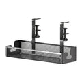 Plateau range-câbles sous bureau en métal noir avec pinces de fixation, fond blanc