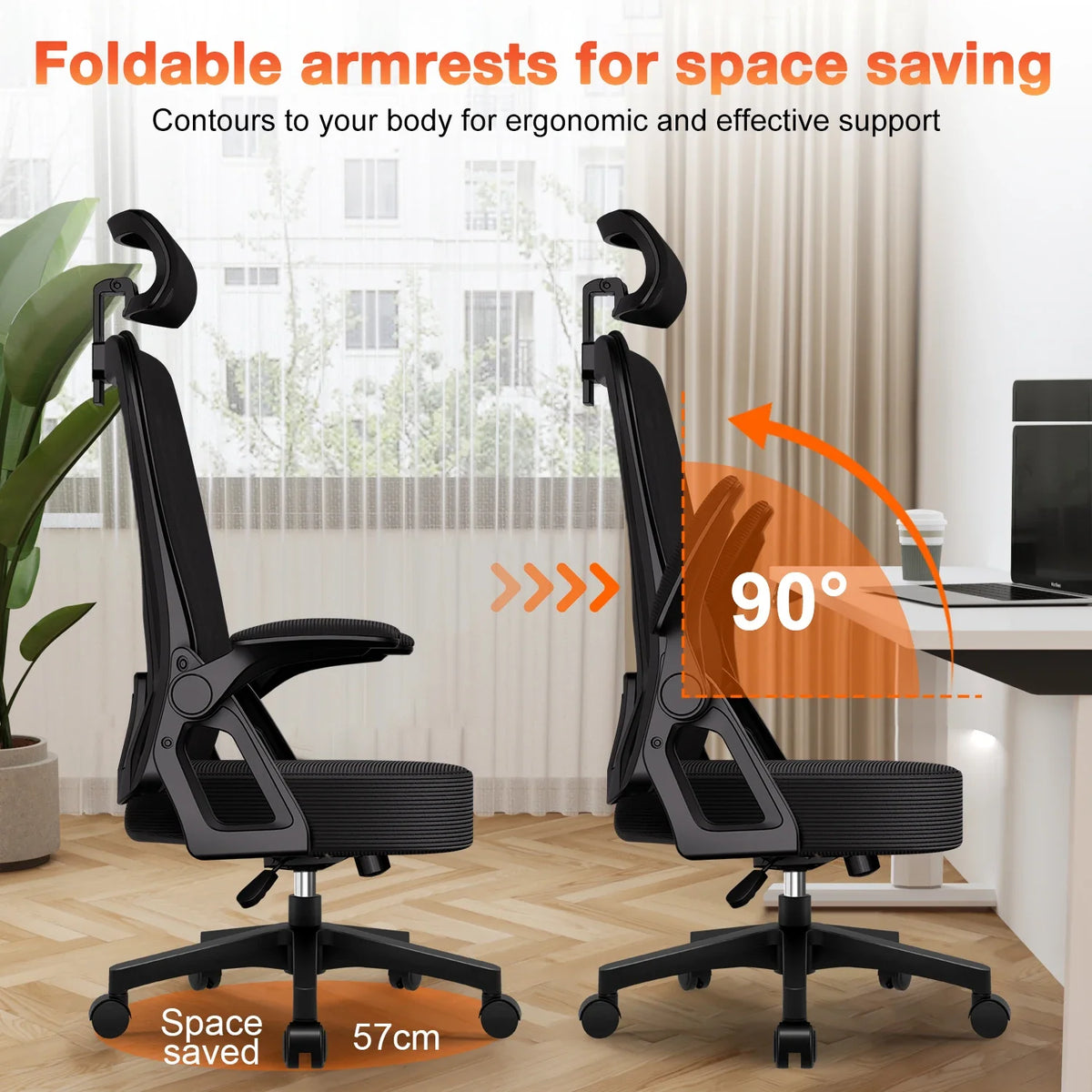 Chaise Ergonomique Signature — Accoudoirs relevables à 90°