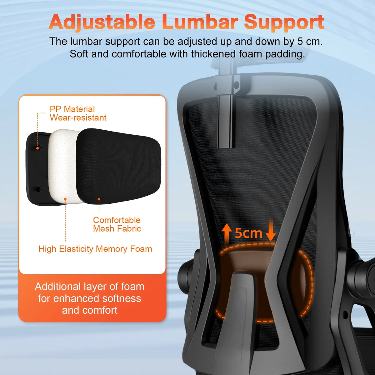 Chaise Ergonomique Signature — Soutien lombaire réglable en hauteur sur 6 cm
