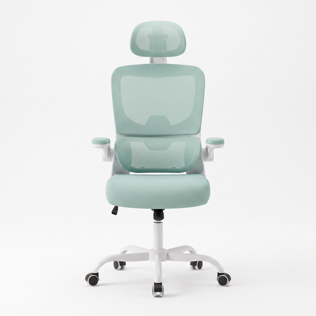 Chaise Ergonomique Signature — Menthe — vue de face sur fond blanc